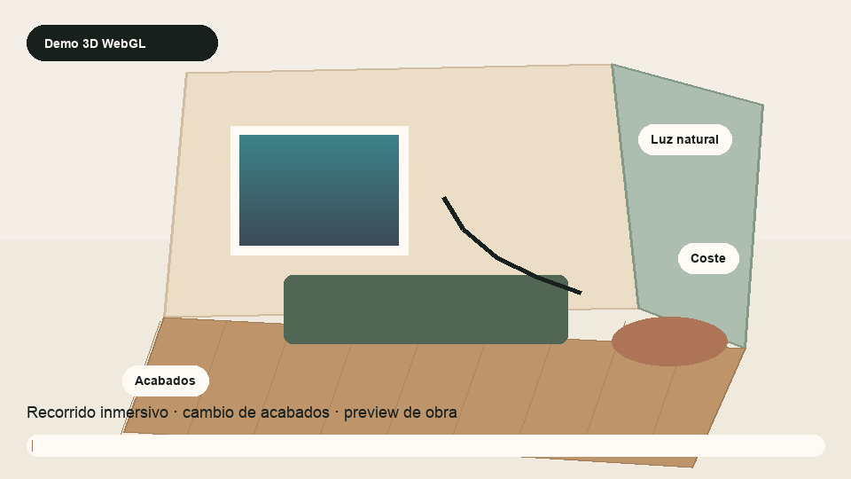 Muestra de preview 3D WebGL para reformas y obra nueva
